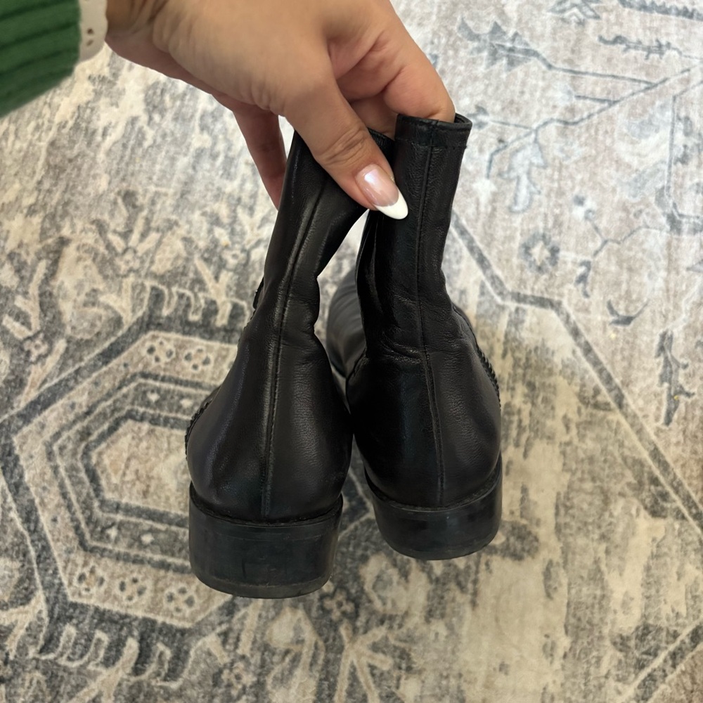 Stuart Weitzman Winzipper Black Nappa Leather Side-Zip Ankle Boots 8.5 - Picture 5 of 10